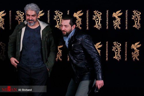 شوخی بهرام رادان در زمان عکس گرفتن مهدی پاکدل رادان و پاکدل در جشنواره فیلم فجر